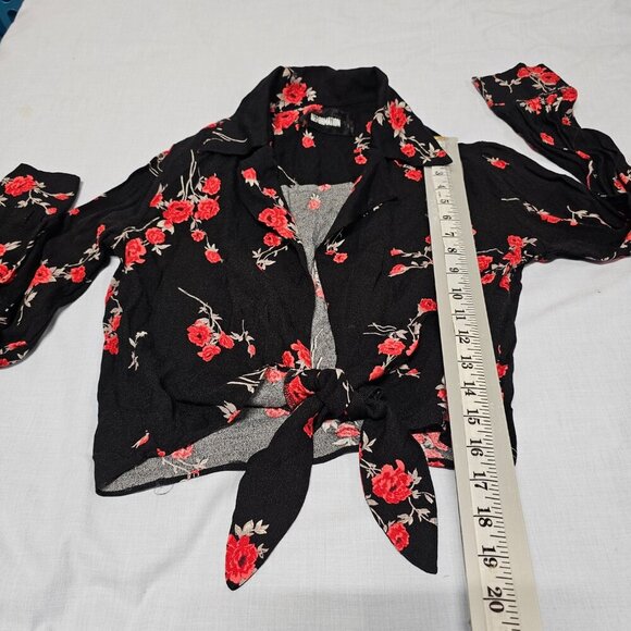 Reformation Black Floral Tie Crop Top Women Size S - Picture 8 of 12